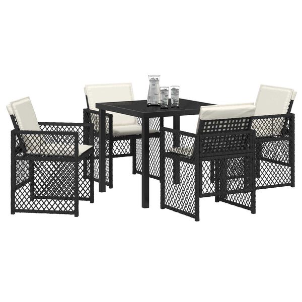 vidaXL Have Spisebordss&aelig;t 5 pcs Sort polyrattan