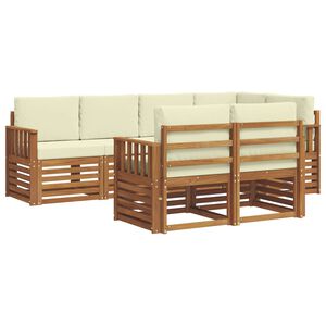 vidaXL Sektionalsofa s&aelig;t med pude 7 pcs Naturlig og Fl&oslash;de