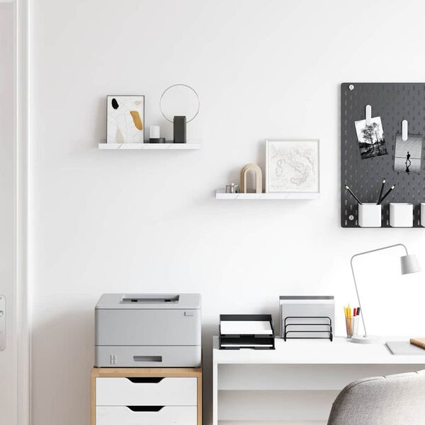 vidaXL V&aelig;ghylde 2 pcs Hvid marmor 40 x 9 x 3 cm Konstrueret tr&aelig;