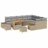 vidaXL Havesofa S&aelig;t med pude 12 pcs Beige polyrattan