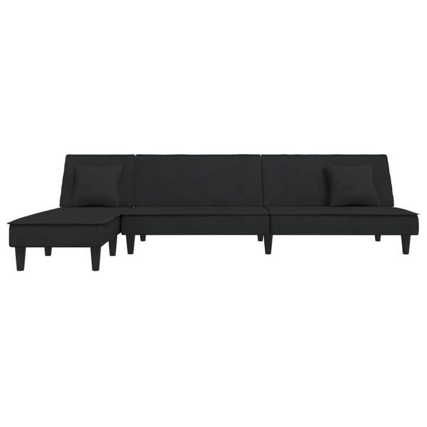 vidaXL L-formet sovesofa 255x140x70 cm velour sort