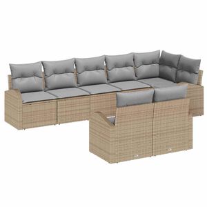 vidaXL Havesofa S&aelig;t med pude 8 pcs Beige og lys gr&aring; polyrattan