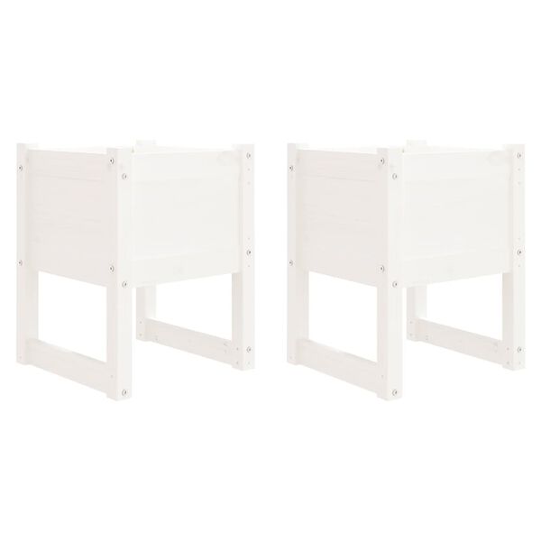 vidaXL plantekasser 2 stk. 40x40x52,5 cm massivt fyrretræ hvid