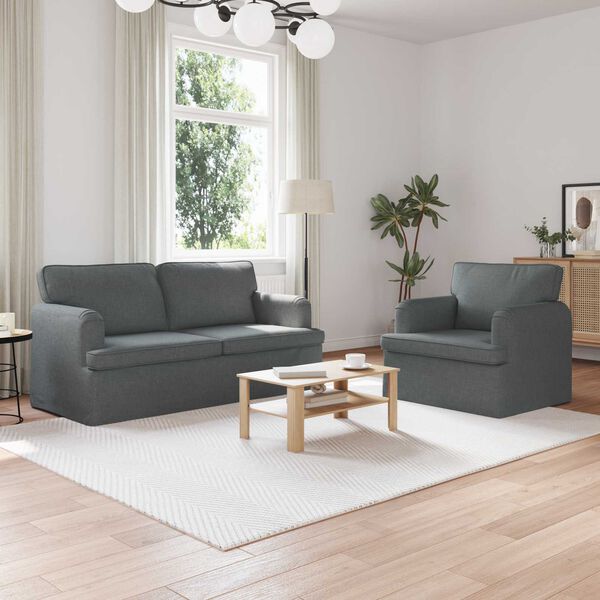 vidaXL Sofa S&aelig;t 2 pcs M&oslash;rkegr&aring; 162 x 80 x 85 cm Stof