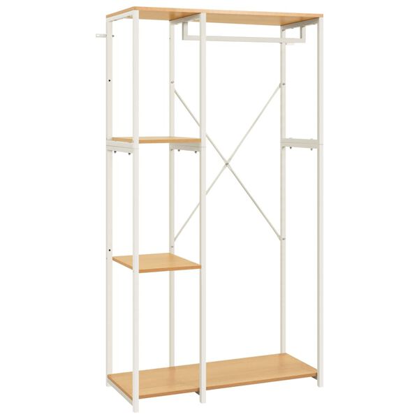 vidaXL t&oslash;jstativ 90x40x167 cm metal og sp&aring;nplader hvid og egetr&aelig;