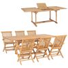 vidaXL udend&oslash;rs spisebordss&aelig;t 7 dele 150-200x100x75 cm massivt teak