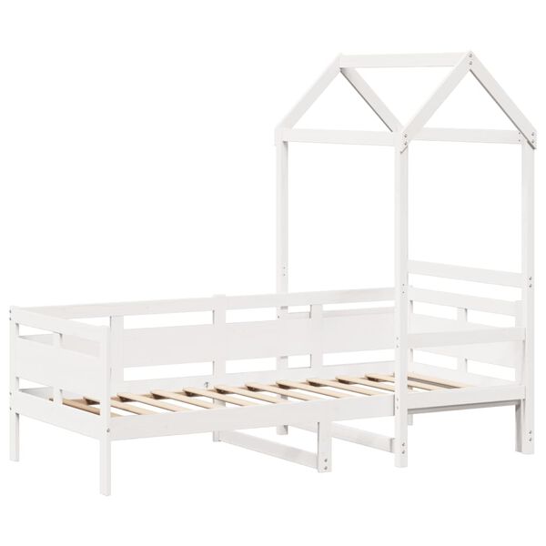 vidaXL daybed med tag 80x200 cm massivt fyrretræ hvid