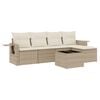vidaXL sofas&aelig;t til haven 6 dele med hynder polyrattan beige