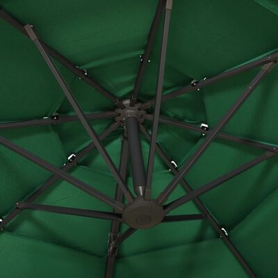 vidaXL parasol med aluminiumsstang i 4 niveauer 3x3 m grøn