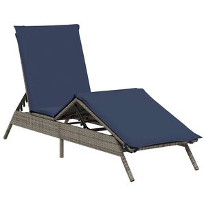 vidaXL liggestol med hynde gr&aring; polyrattan