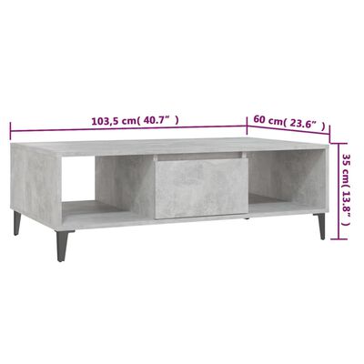 vidaXL sofabord 103,5x60x35 cm spånplade betongrå