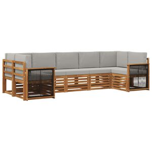 vidaXL Sektionalsofa s&aelig;t med pude 6 pcs Naturfarvet og lysegr&aring;