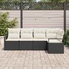 vidaXL Sofa S&aelig;t med pude 5 pcs Sort polyrattan
