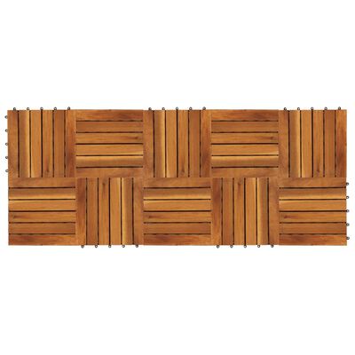 10 stk. terrassefliser i akacietræ 30 x 30 cm lodret mønster