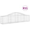 vidaXL buede gabionkurve 11 stk. 200x30x40/60 cm galvaniseret jern
