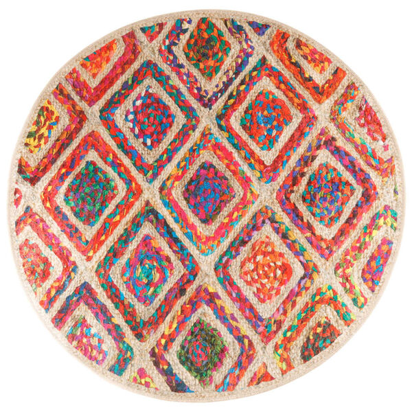 vidaXL gulvtæppe Ø 120 cm vaskbart og skridsikkert flerfarvet