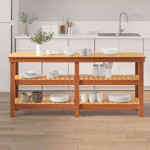 vidaXL Arbejdsb&aelig;nk Voks brun 181,5 x 50 x 80 cm Massiv fyrretr&aelig;