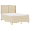 vidaXL Box spring seng med LED-lysstrimler Creme 160 x 200 cm Stof