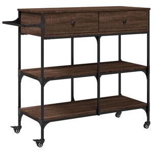 vidaXL k&oslash;kkenvogn 105x42x95 cm konstrueret tr&aelig; brun egetr&aelig;sfarve