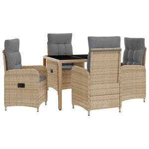 vidaXL Udend&oslash;rs spise s&aelig;t 5 stk. Beige og lys gr&aring; polyrattan