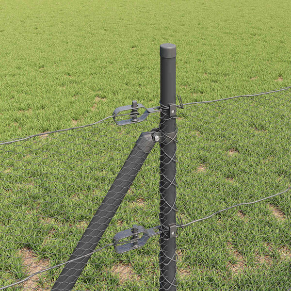 vidaXL Hegn med stolper Gr&aring; 0.4 x 10 m PVC-belagte st&aring;l