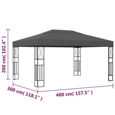 vidaXL pavillon 3x4 m stof antracitgrå