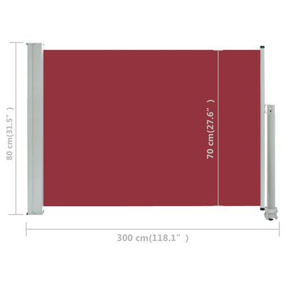 vidaXL sammenrullelig sidemarkise til terrassen 80x300 cm rød