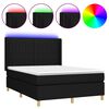 vidaXL kontinentalseng med LED-lys 140x190 cm stof sort