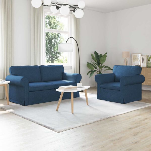 vidaXL Sofa S&aelig;t 2 pcs Bl&aring; 175 x 82 x 80 cm Stof