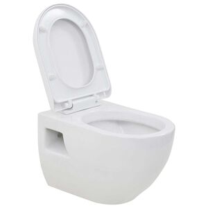 vidaXL v&aelig;gh&aelig;ngt toilet keramik hvid