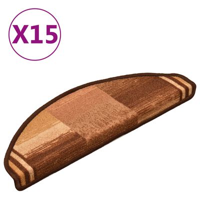 vidaXL selvklæbende trappemåtter 15 stk. 65x21x4 cm brun