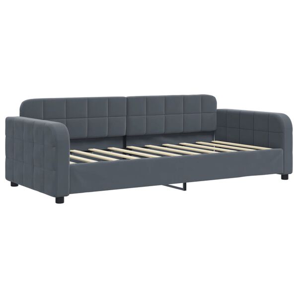 vidaXL daybed 90x190 cm velour m&oslash;rkegr&aring;