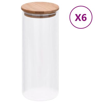 vidaXL opbevaringsglas med bambuslåg 6 stk. 1000 ml