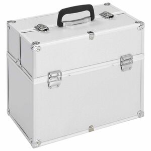 vidaXL makeupkuffert 38x23x34 cm s&oslash;lvfarvet aluminium
