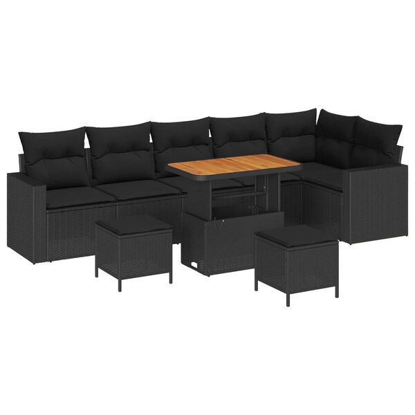 vidaXL Havesofa S&aelig;t 9 pcs Sort polyrattan