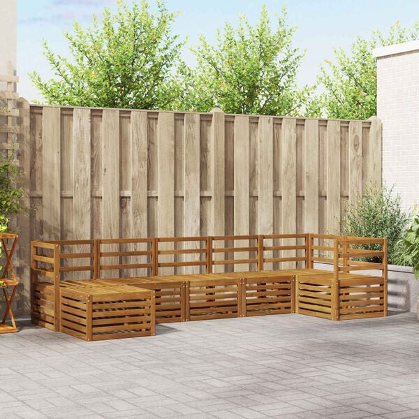 vidaXL Sofas&aelig;t 7 pcs Naturfarvet Massivt Akacietr&aelig;