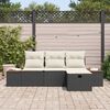 vidaXL Havesofa Sæt med pude 4 pcs Sort Poly rattan