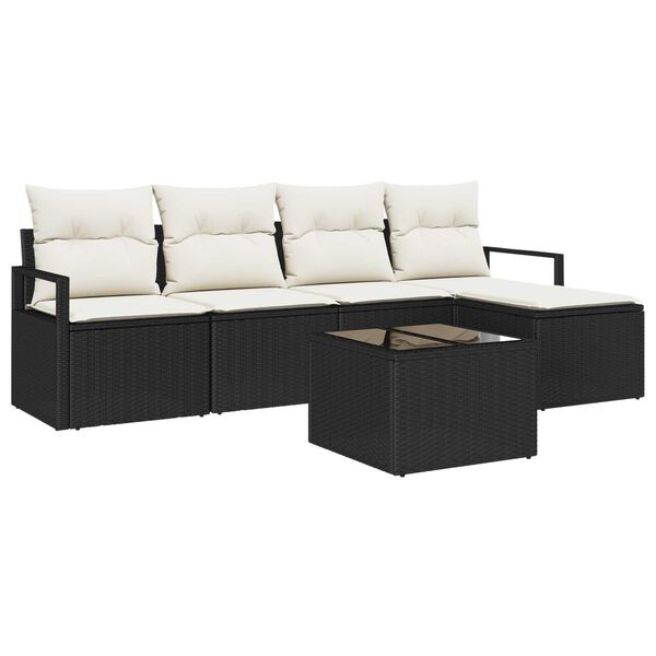 vidaXL Sofa S&aelig;t med pude med opbevaring 6 pcs Brun og Creme polyrattan