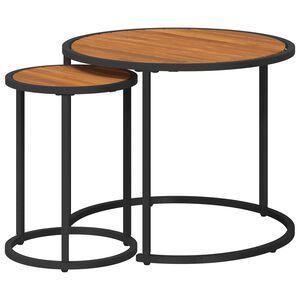 vidaXL Kaffebord S&aelig;t 2 stk. Naturfarvet og sort 55 x 55 x 45 cm