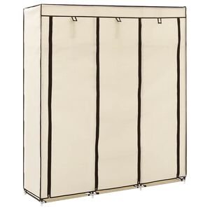 vidaXL kl&aelig;deskab med rum og t&oslash;jst&aelig;nger 150 x 45 x 175 cm stof creme