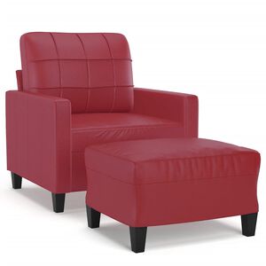 vidaXL sofastol med fodskammel 60 cm kunstl&aelig;der Vinr&oslash;d