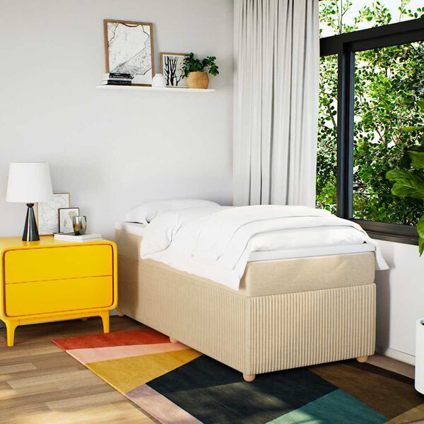 vidaXL kontinentalseng med madras 90x200 cm stof cremefarvet