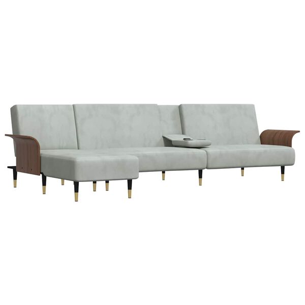 vidaXL L-formet sovesofa 279x140x70 cm velour lysegr&aring;