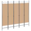 vidaXL 5-panel rumdeler Beige 200 x 180 cm Stof