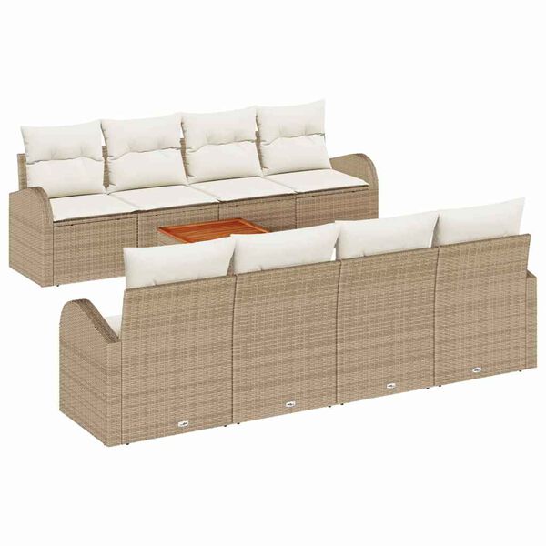 vidaXL Havesofa S&aelig;t med opbevaring 9 pcs Beige og creme polyrattan