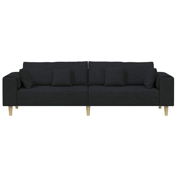 vidaXL Sofa med pude Sort 250 x 77 x 76 cm Stof