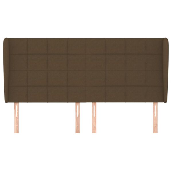 vidaXL sengegavl med kanter 163x23x118/128 cm stof m&oslash;rkebrun