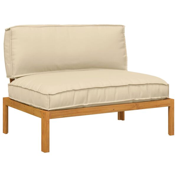 vidaXL Sofa S&aelig;t med pude Beige 120 x 92 x 69 cm Massivt Akacietr&aelig;