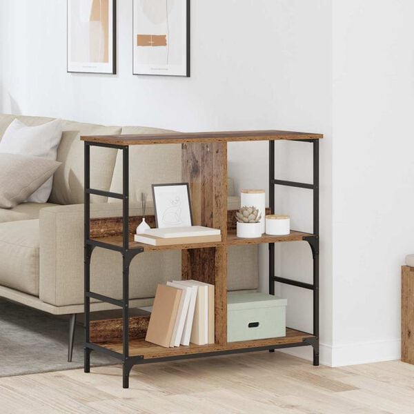 vidaXL Bogreol Gammelt tr&aelig; 78,5 x 33 x 82 cm Konstrueret tr&aelig;