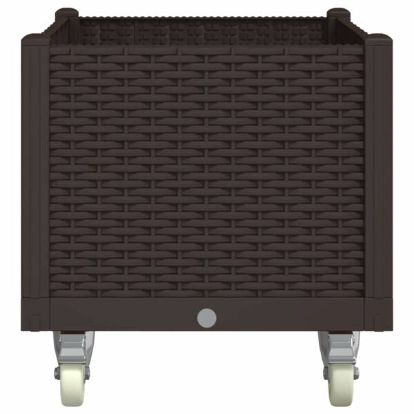 vidaXL plantekasse med hjul 80x50x54 cm PP brun
